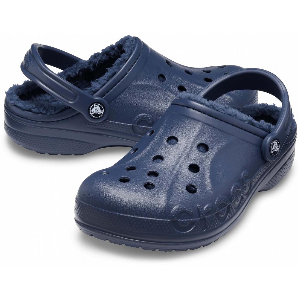 Navy Women's Crocs Baya Lined Clogs | NZ 0100CTVE